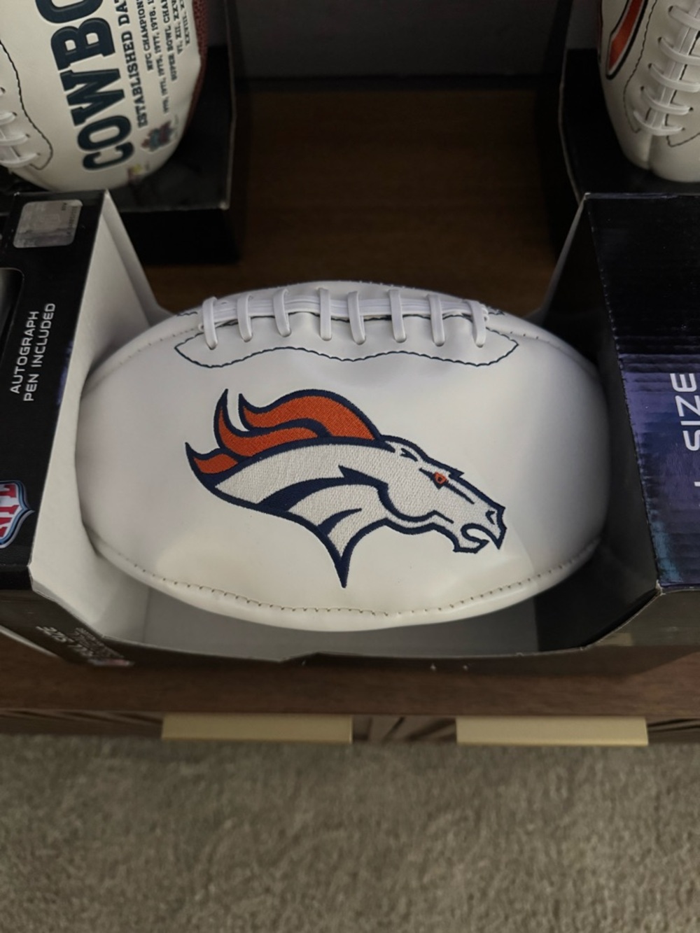 Denver Broncos White Football with Team Logo